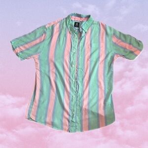 ✨SALE Striped Teal Green and Pink Button-Up Retro Style Shirt